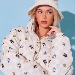 FOREVER 21 Hello Kitty X Forever 21 Checkered Puffer Jacket